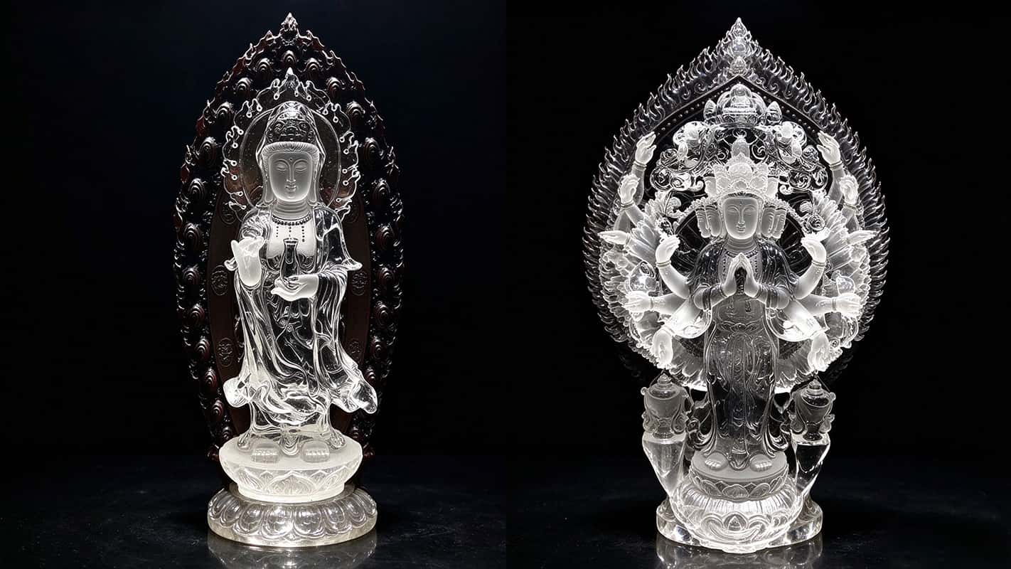 水晶观音菩萨雕刻件怎么选？开脸、晶体、尺寸一次讲清楚